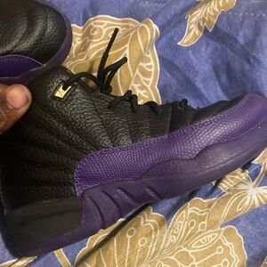 Black and purple Jordan 12 size 2y